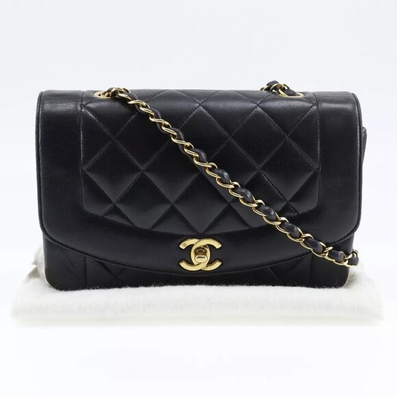 CHANEL diana flap 22 Shoulder Bag A01164 ChainShoulder Matelasse black lam... - Picture 1 of 12